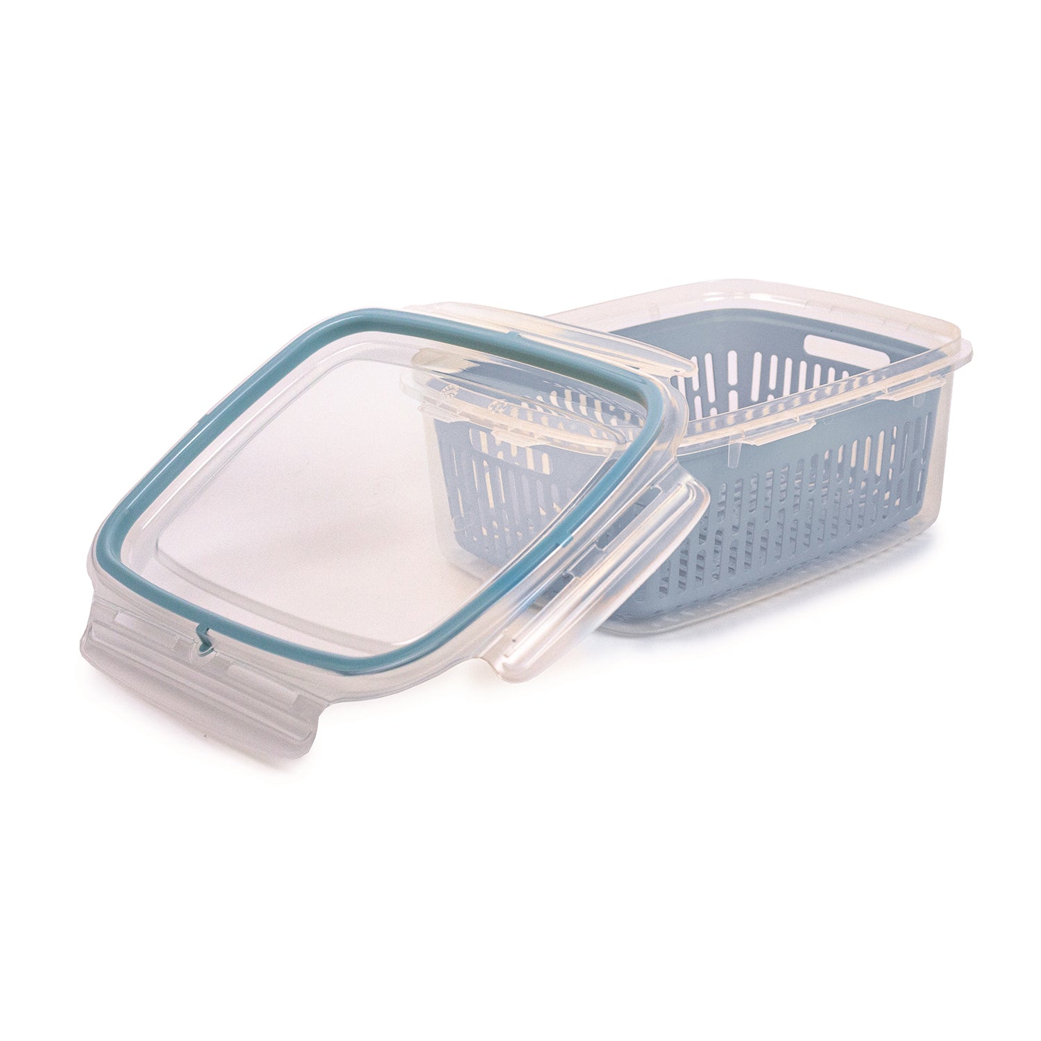 SNIPS - Contenitore Rettangolare Veggie SnipsLock con cestello 1,8 Litri Azzurro